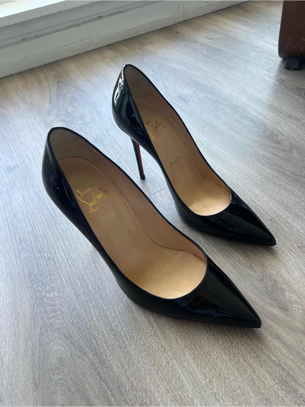 Christian Louboutin Black Patent Pointed-Toe Stiletto Pumps